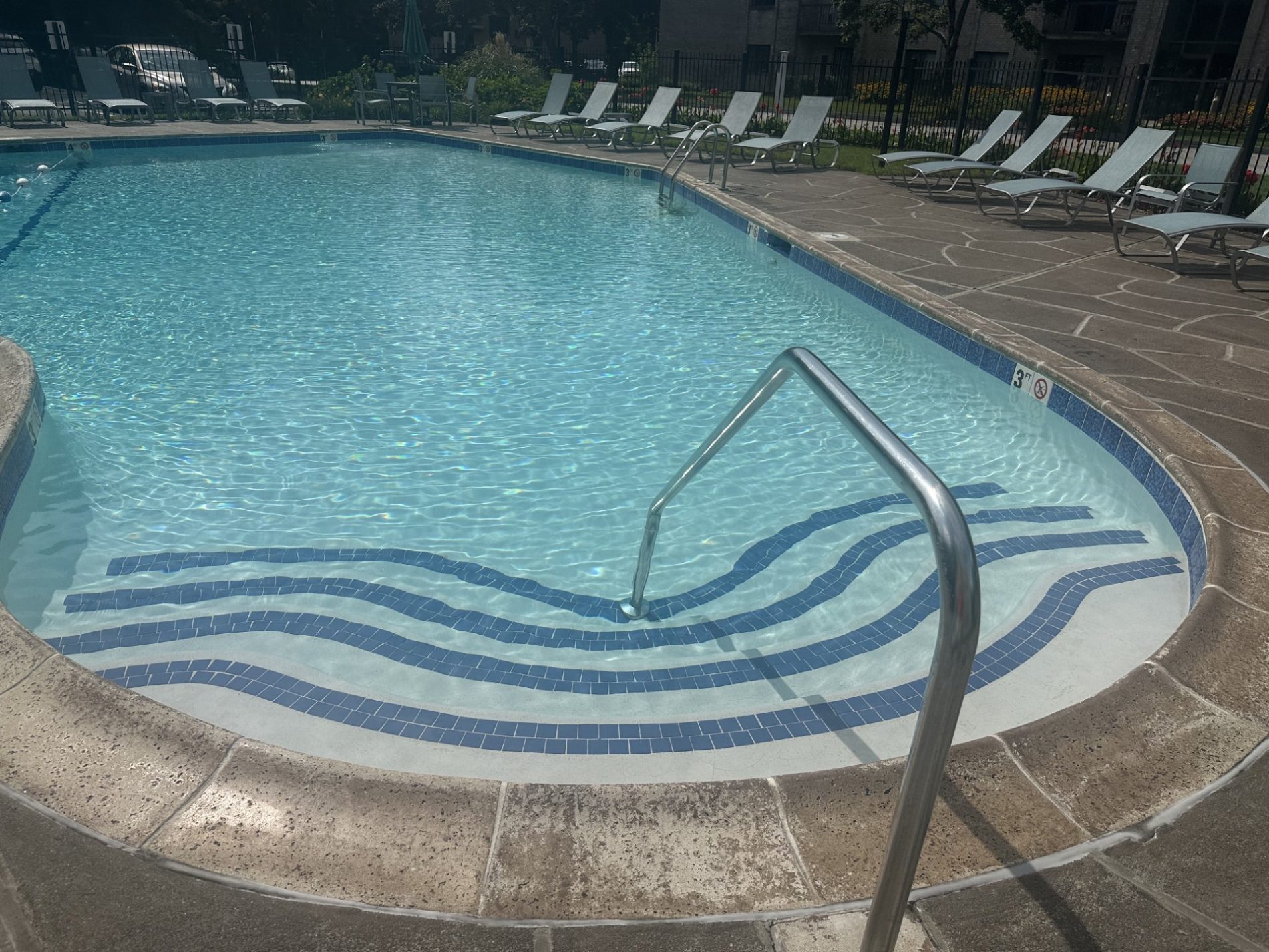Completed swimming pool plastering and tile renovation